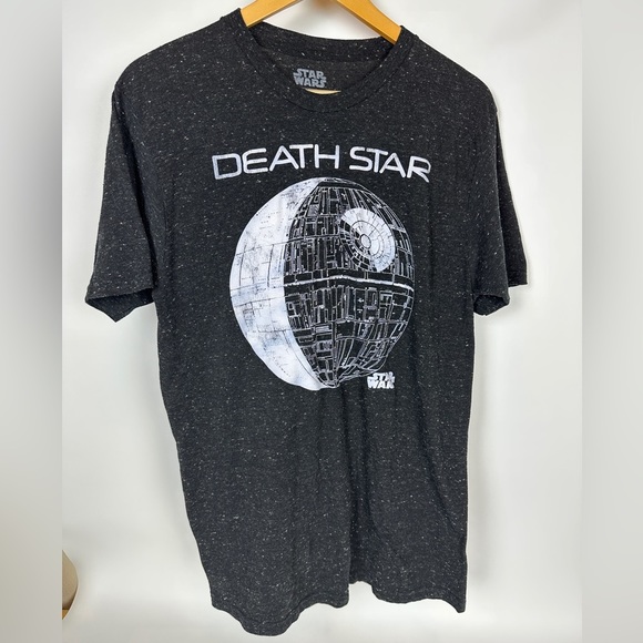 $4/25 - Star Wars Death Star Graphic Speckled Short Sleeve T-Shirt Mens Unisex L - Picture 1 of 3